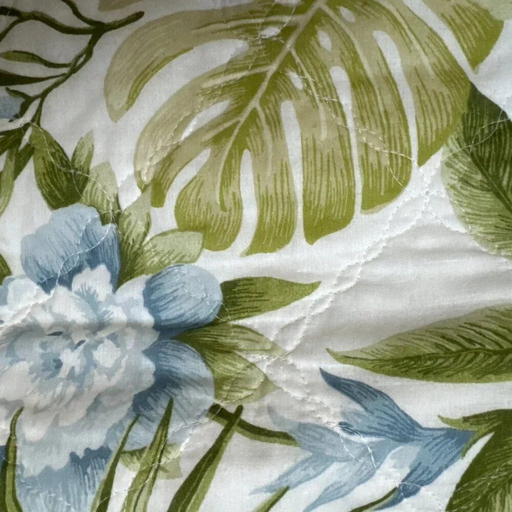 Set 2 Tommy Bahama Home Quilted Queen Pillow Case Tropical Print 100% Cotton